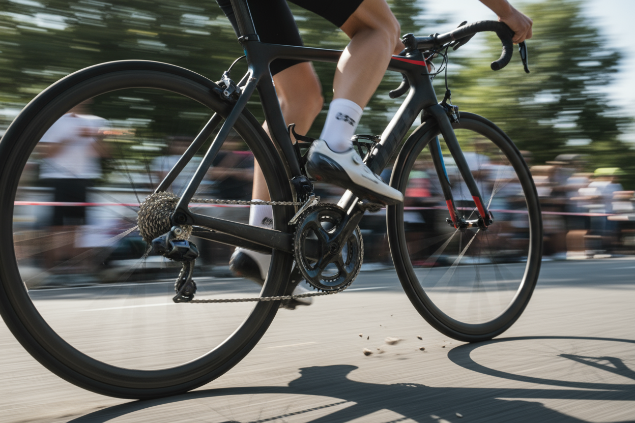 帮我生成一张3:2的一张自行车的特写运动图